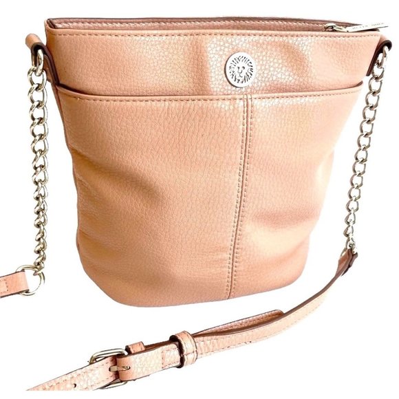 CLASSY Anne Klein Salmon/Pink Crossbody/ Shoulder Bucket Bag Adjustable Strap - Picture 2 of 16
